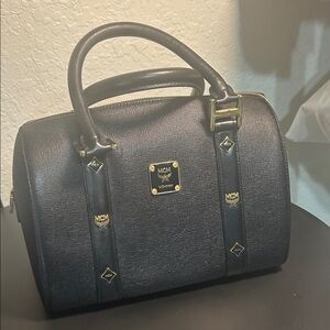 MCM Black Textured Duffel Bag